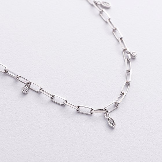 Серебряный браслет с фианитами на ногу 905-01606 №4