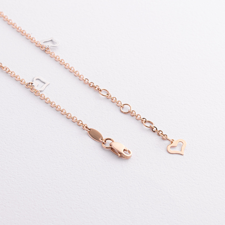 Золотой браслет на ногу "Сердечки" б02134 от ювелирного магазина Оникс - 3