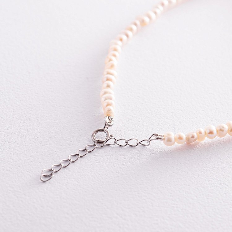 Срібний браслет "Перлинки" на ногу 141661 від ювелірного магазину Онікс - 6