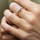 Помолвочное золотое кольцо с фианитом к07640 от ювелирного магазина Оникс - 3