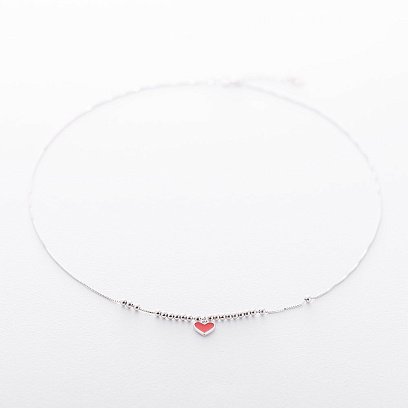 Срібне кольє з сердечком (емаль) 18802 №2