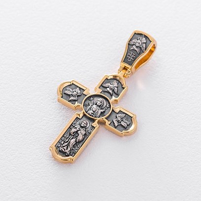 Серебряный крест "Распятие" с позолотой 132472 №5