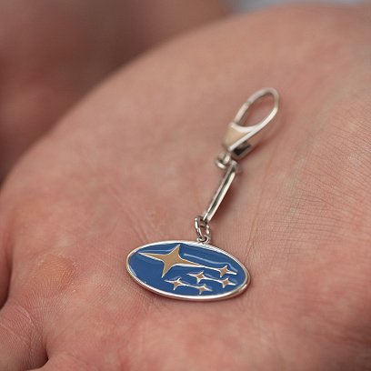 Серебряный брелок для машины "Subaru" 9014.1 №2