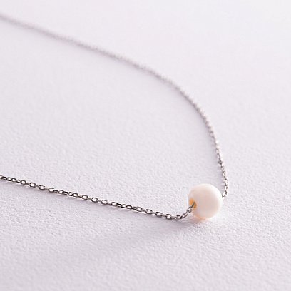 Колье "Жемчужина на цепочке" (белое золото) кол02289 №7