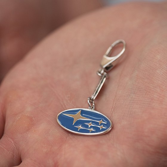 Серебряный брелок для машины "Subaru" 9014.1 №2