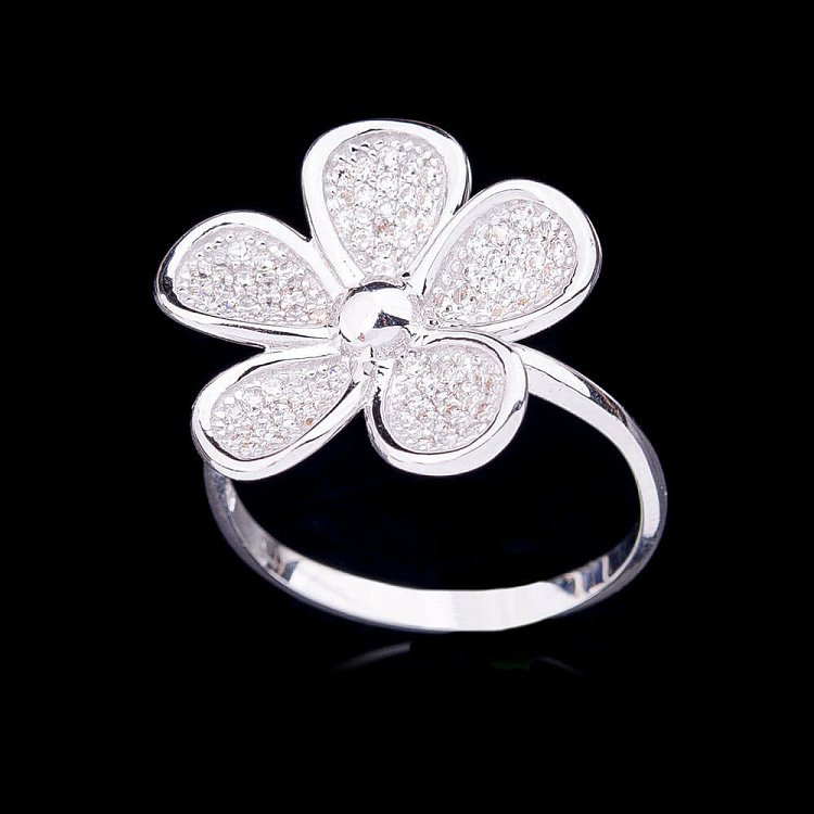 Золота каблучка "Квіточка" з фіанітами к03312 від ювелірного магазину Онікс - 5