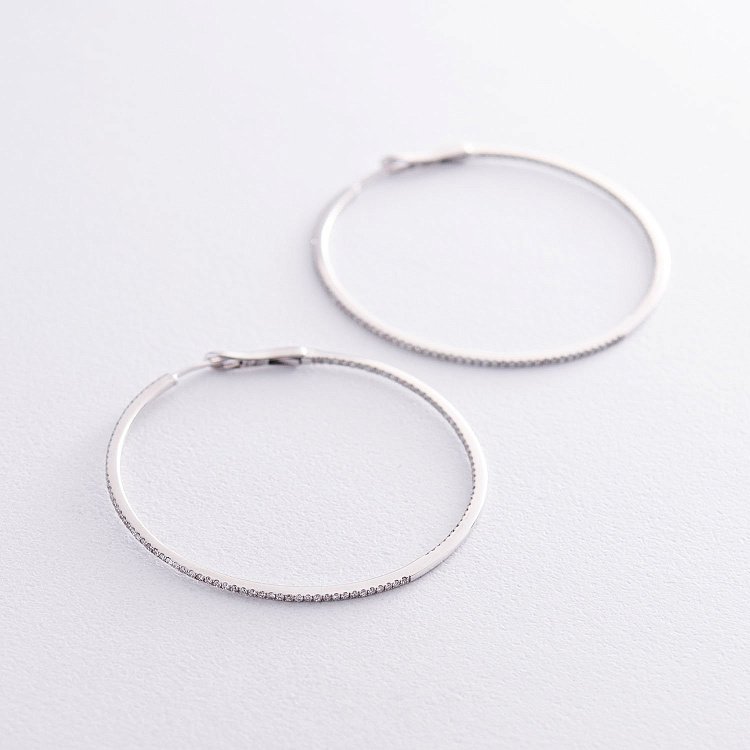 Золоті сережки - кільця з діамантами с801 від ювелірного магазину Онікс - 2