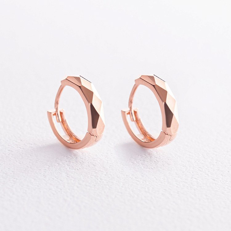 Серьги - кольца "Джоанна" в красном золоте с07218 от ювелирного магазина Оникс