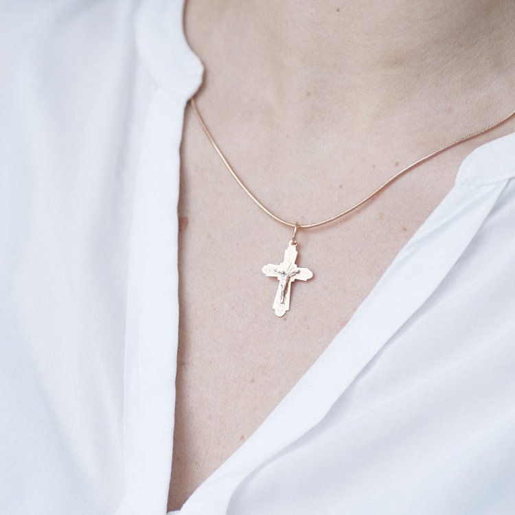 Золотий православний хрестик п02557 від ювелірного магазину Онікс - 2