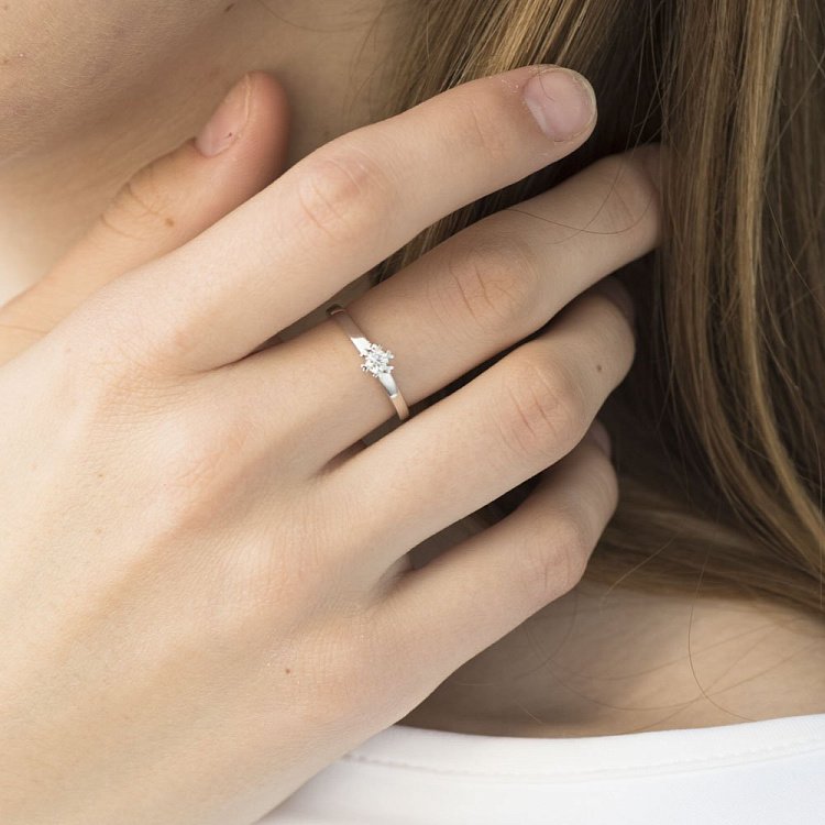 Золота заручальна каблучка з діамантом кб0164са від ювелірного магазину Онікс - 3