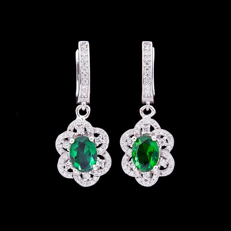 Сережки з синтетичної шпинелью зеленого кольору с06 від ювелірного магазину Онікс - 2