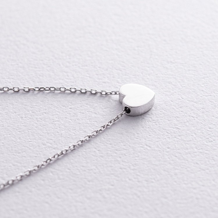 Колье "Сердечко" в белом золоте кол01253 от ювелирного магазина Оникс - 10