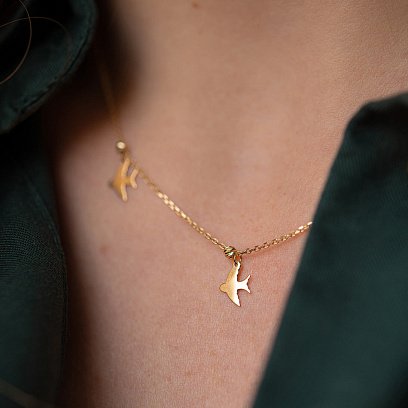 Кольє "Ластівки" у жовтому золоті кол02022 №4