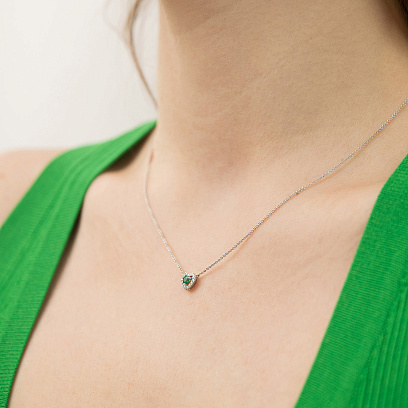 Золотое колье "Сердечко" (бриллианты, изумруд) колб0162ca №6