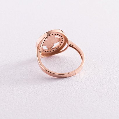 Кольцо "Клевер" в красном золоте (черные фианиты) к06944 №3