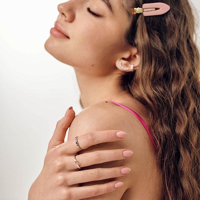 Кольцо с разноцветными фианитами (белое золото) к07130 №3