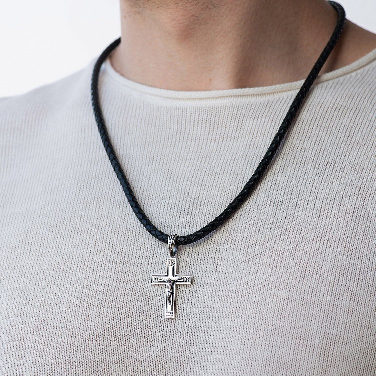 Срібний хрест з чорнінням 132728 від ювелірного магазину Онікс - 1