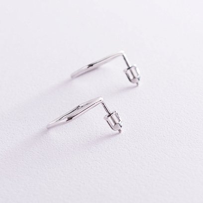 Сережки - пусети "Ромб" в білому золоті с06981 №3