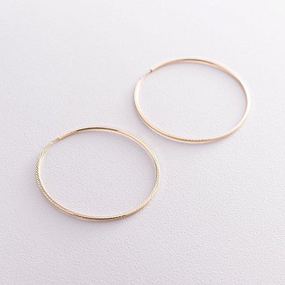 Сережки - кільця в жовтому золоті (5.4 см) с07190 №4