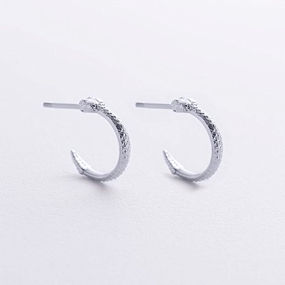 Серьги - пусеты "Гремучие змеи" в белом золоте с09077 №3