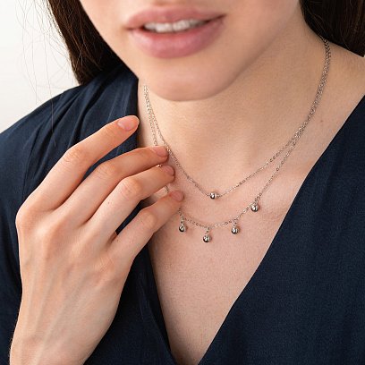 Срібне кольє "Кульки" 181135 №2