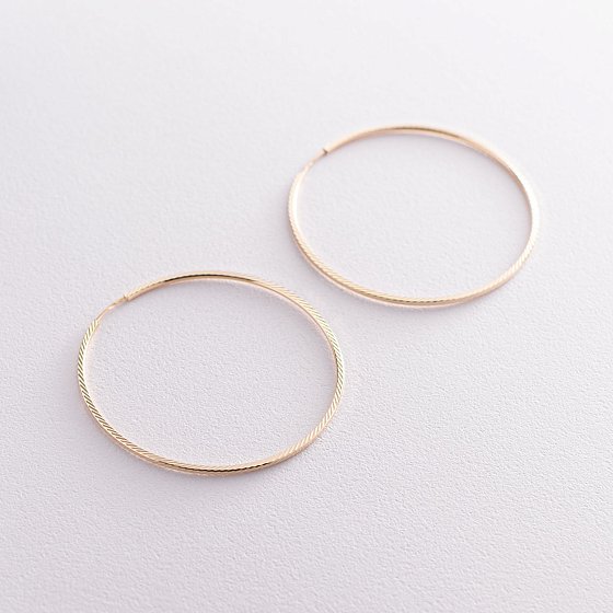 Сережки - кільця в жовтому золоті (5.4 см) с07190 №4