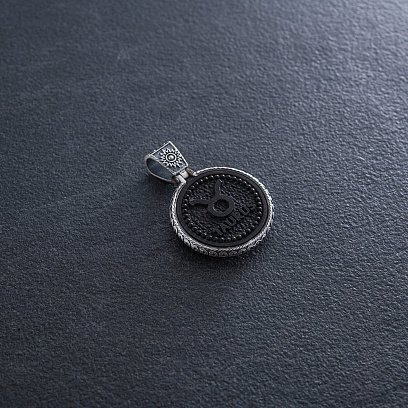 Срібний кулон "Знак зодіаку Тілець" з ебеном 1041телець №6