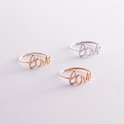 Кольцо "Love" в желтом золоте к07093 №3