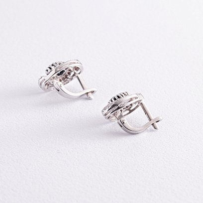 Золотые серьги с бриллиантами и сапфирами с2136 №5