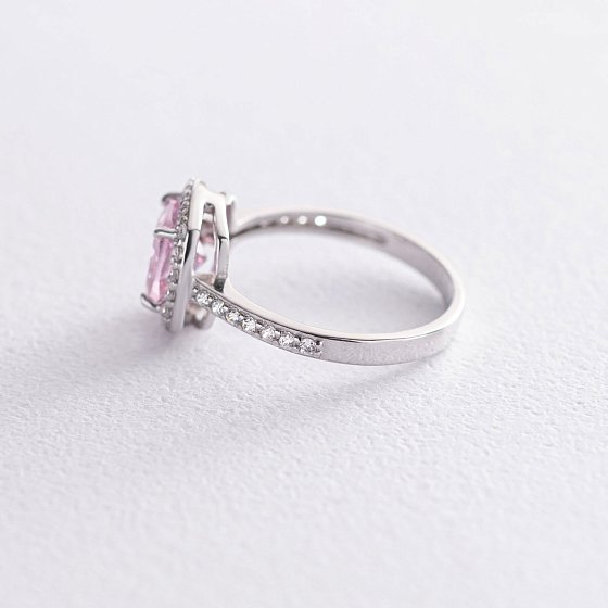 Серебряное кольцо с белыми и розовыми фианитами 112583 №2
