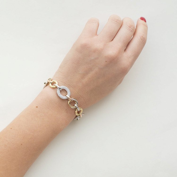 Золотой браслет с фианитами б01792 от ювелирного магазина Оникс - 2