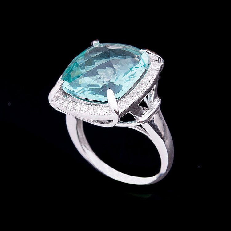 Каблучка з блакитними фіанітами к25 від ювелірного магазину Онікс - 2