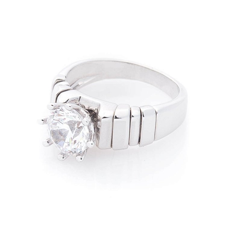 Золотое кольцо с фианитом к01886 от ювелирного магазина Оникс - 1