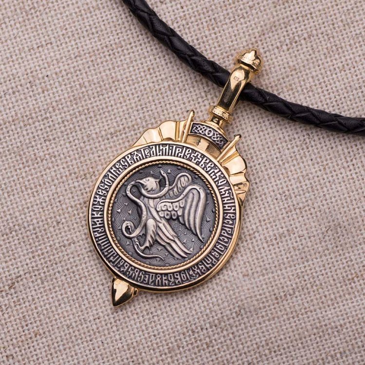 Серебряная подвеска "Димитрий Солунский" с позолотой 132390 от ювелирного магазина Оникс - 9