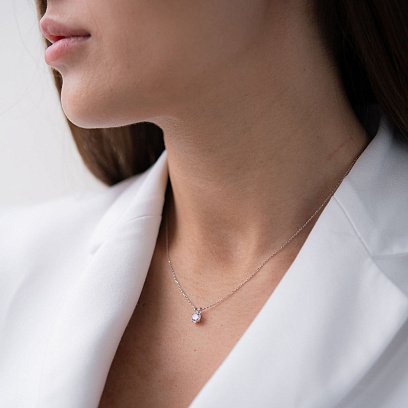 Золоте кольє з одним фіанітом кол01364 №6