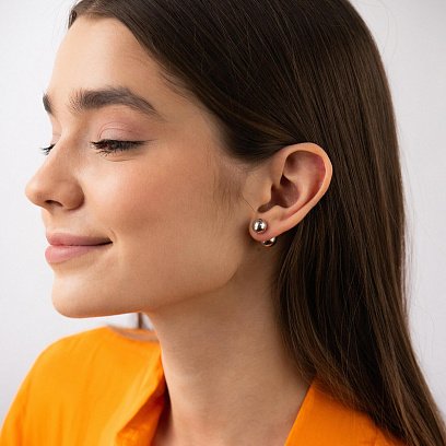 Серьги "Шарики" в белом золоте с08244 №3