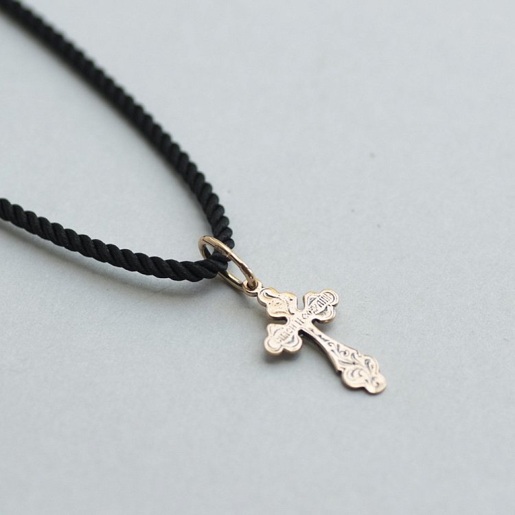 Золотой православный крест "Распятие. Молитва "Спаси и сохрани" п01575 от ювелирного магазина Оникс - 4