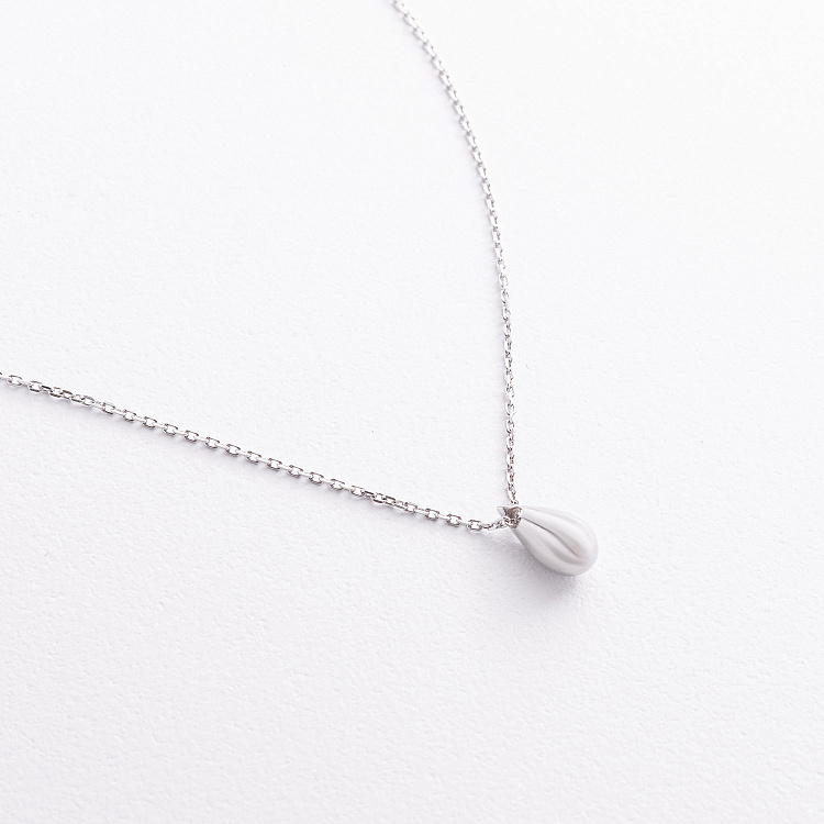 Серебряное колье "Капелька" 908-01302 от ювелирного магазина Оникс - 2
