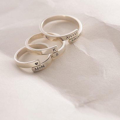 Серебряное кольцо "Твоя история" для гравировки 112283 №4