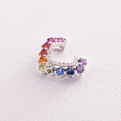 Золотой кулон с разноцветными сапфирами и бриллиантами пб0290nl №3