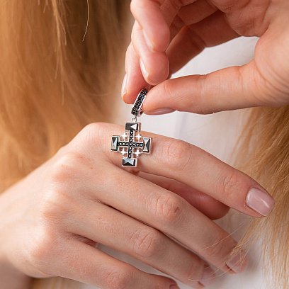 Золотой крестик с фианитами п03241 №2