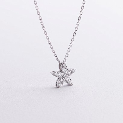 Золоте кольє "Квітка" з діамантами 739641121