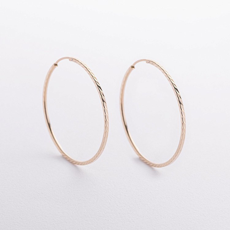 Сережки - кільця в жовтому золоті (4.0 см) с07189 від ювелірного магазину Онікс