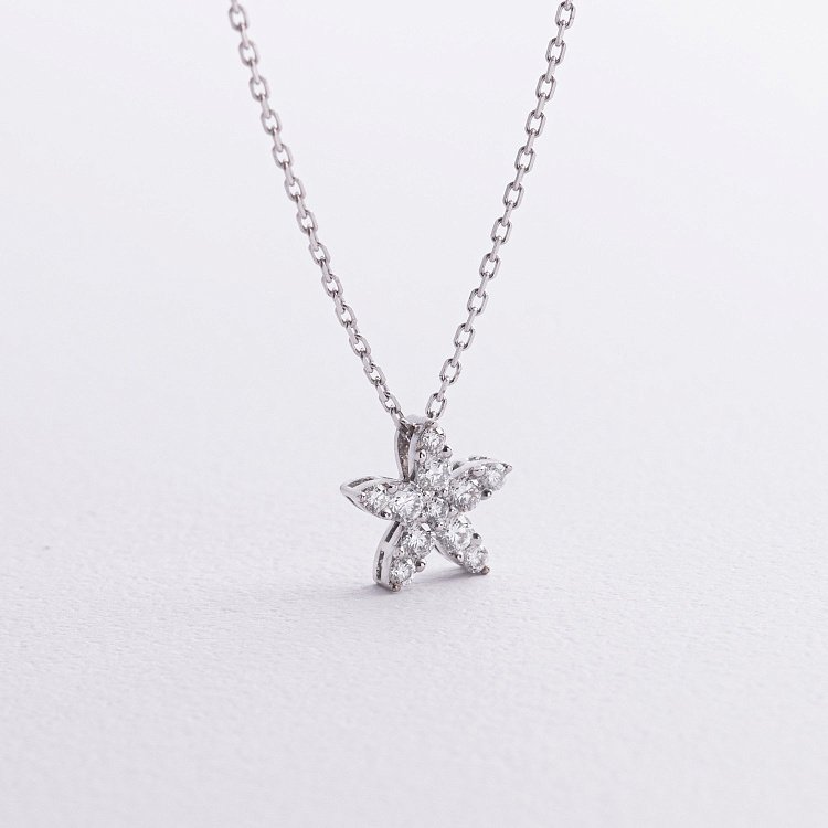 Золоте кольє "Квітка" з діамантами 739641121 від ювелірного магазину Онікс