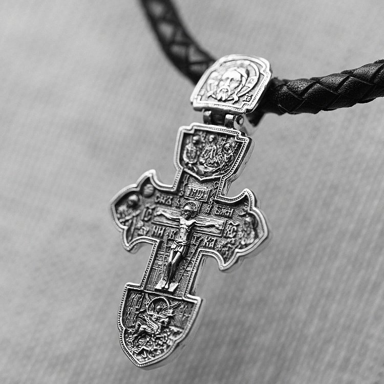 Серебряный православный крест (чернение) 132735 - 3 Серебряный православный крест (чернение) 132735 от ювелирного магазина Оникс - 3