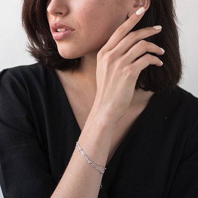 Серебряный браслет с шариками (тройной) 141389 №3