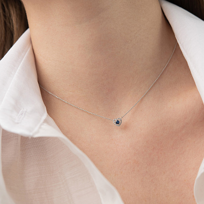 Золоте кольє "Сердечко" (діаманти, сапфір) колб0163ca №4