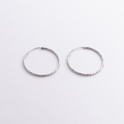 Сережки - кільця у сріблі (3.3 см) 123430 №4