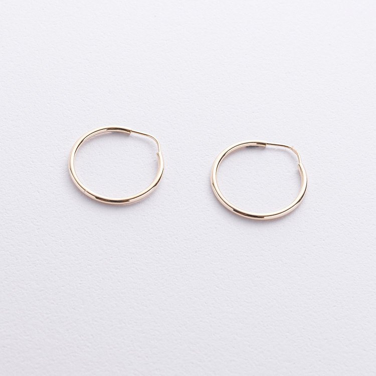 Серьги - кольца в желтом золоте с09224 от ювелирного магазина Оникс - 2