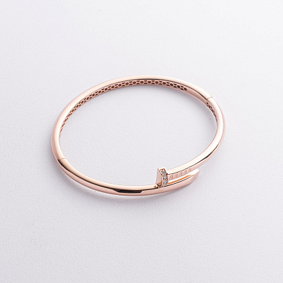 Золотий браслет "Цвях" з фіанітами б05819 №3